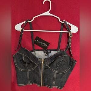 Say What Black Denim Corset Top